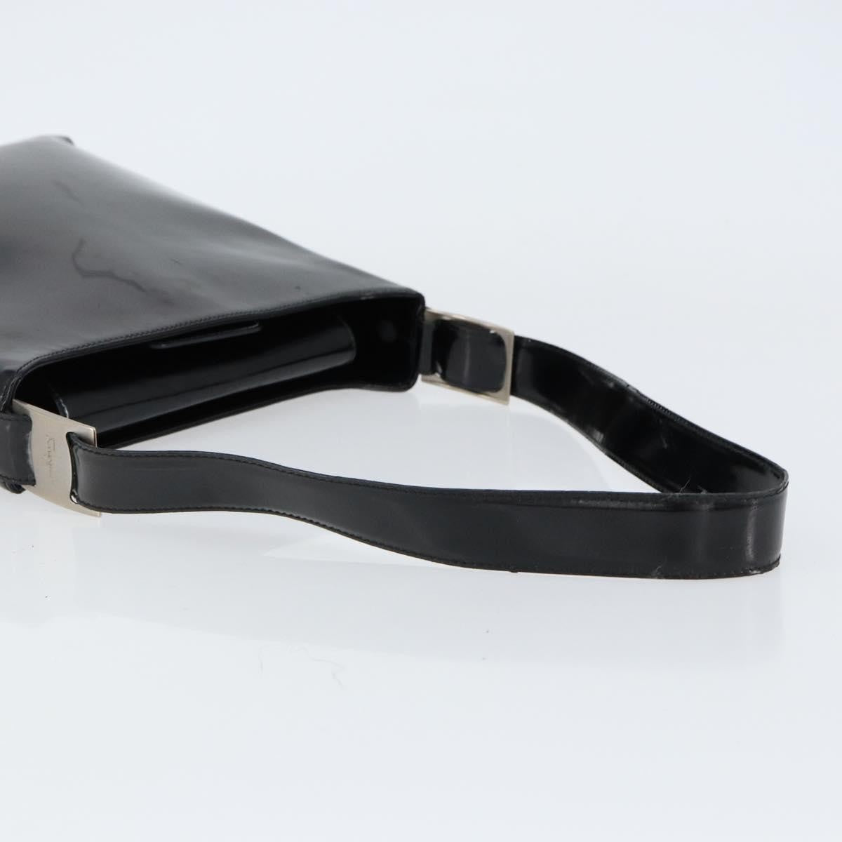 Salvatore Ferragamo Vala Shoulder Bag Patent Leather, BLACK, PATENT_LEATHER, Shoulder bag