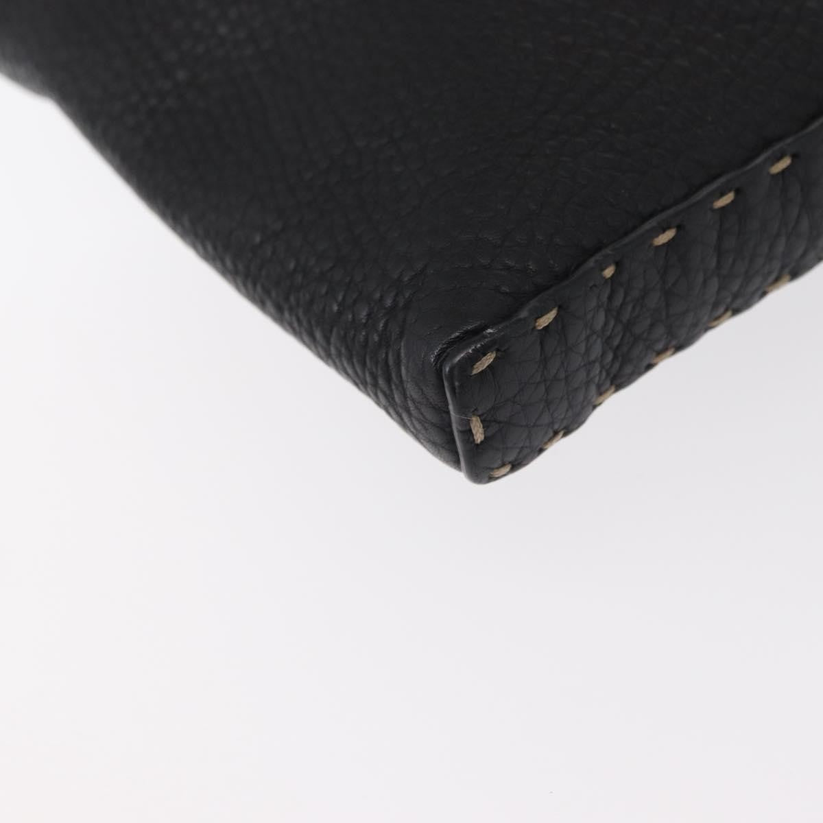 Fendi Vintage Selleria Zip Messenger Bag Leather, BLACK, LEATHER, Shoulder bag