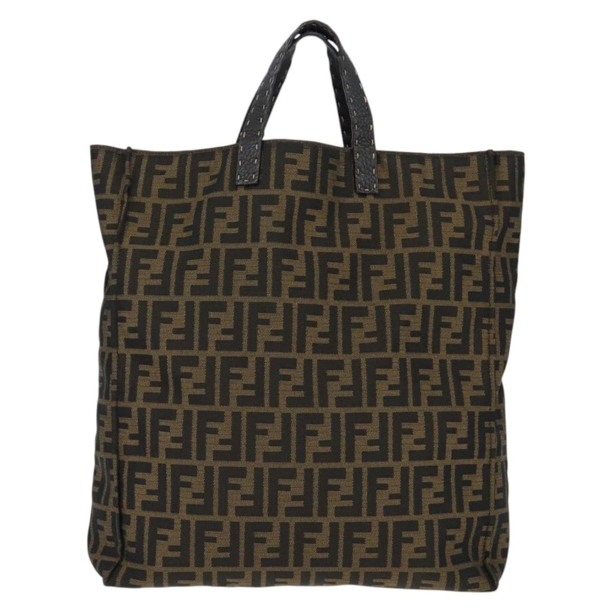 Fendi Open Shopping Tote Zucca Canvas, BROWN, CANVAS, Tote bag