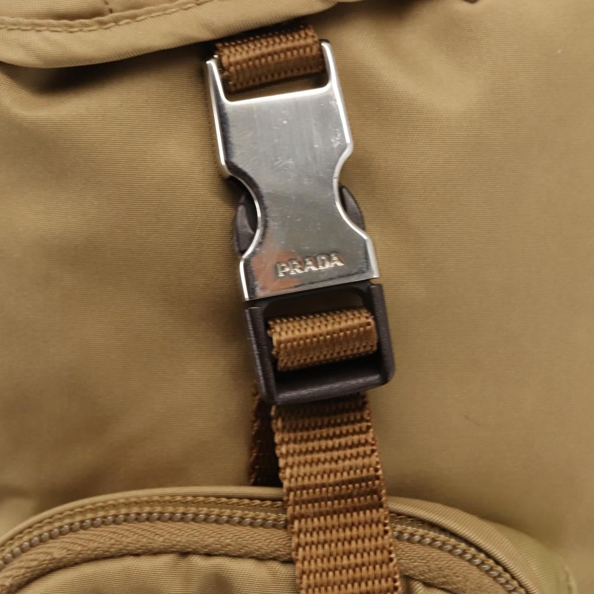 Prada Double Pocket Buckle Backpack Tessuto, BEIGE, NYLON, Backpack