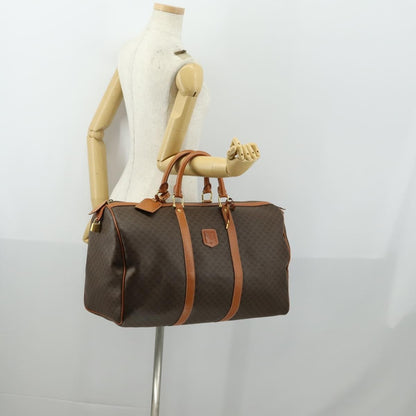 Celine Vintage Duffle Bag Macadam Coated Canvas, BROWN, PVC, Travel bag