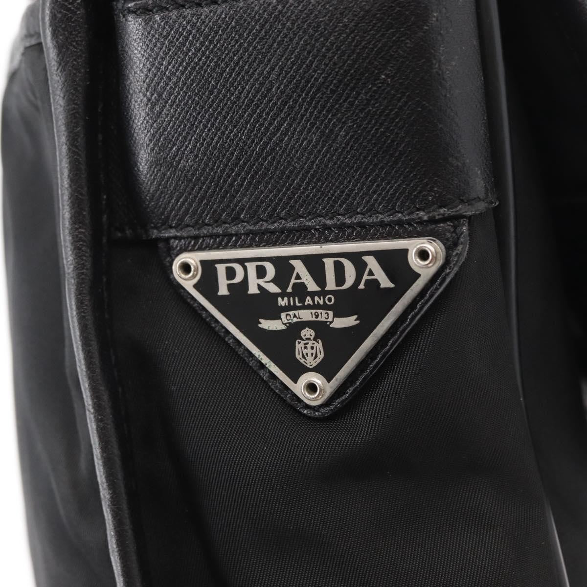 Prada Logo Flap Messenger Bag Tessuto, BLACK, NYLON, Shoulder bag