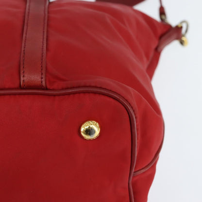 Prada Convertible Logo Tote Tessuto and Leather, RED, NYLON, Tote bag