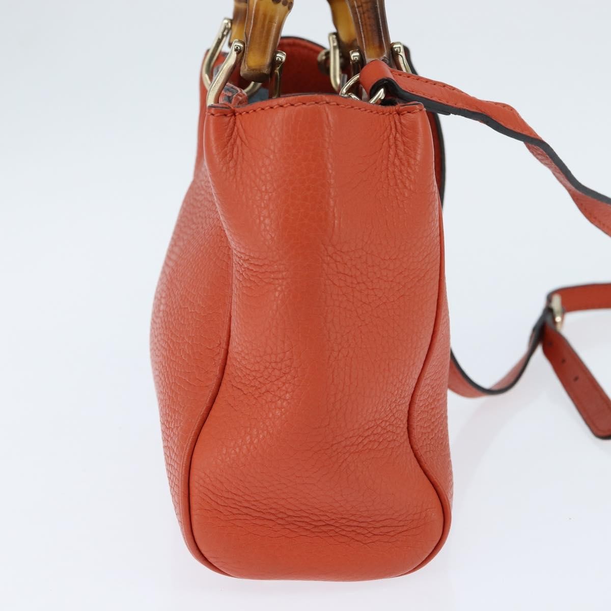 Gucci Bamboo Shopper Tote Leather, ORANGE, LEATHER, Handbag