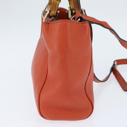 Gucci Bamboo Shopper Tote Leather, ORANGE, LEATHER, Handbag