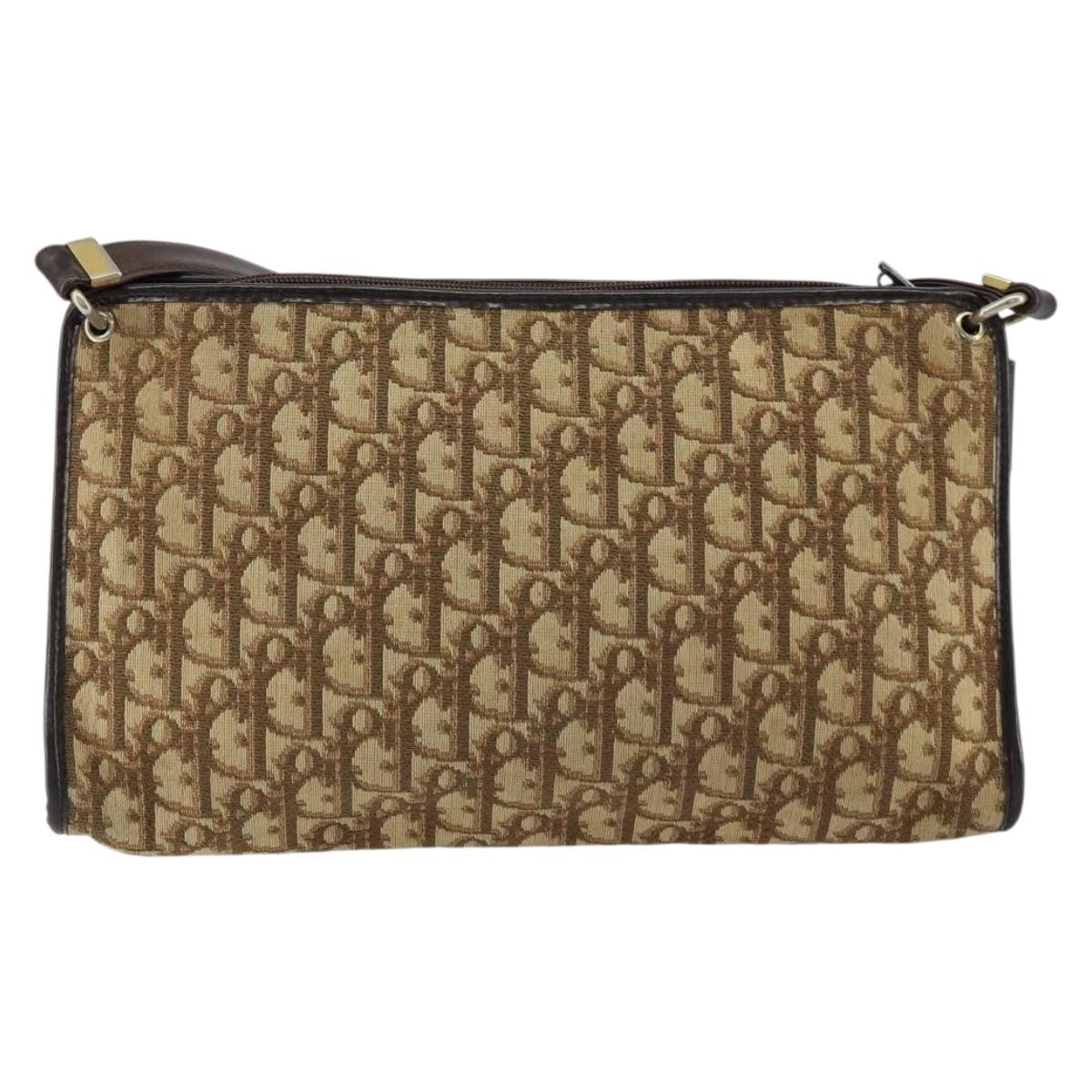 Christian Dior Vintage Trotter Shoulder Bag Canvas, BEIGE, CANVAS, Shoulder bag