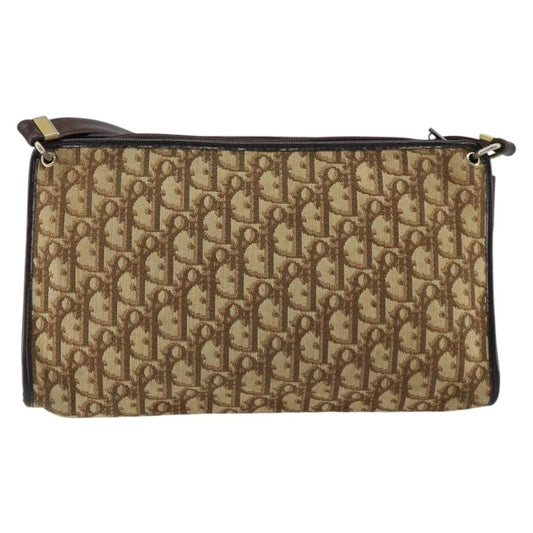 Christian Dior Vintage Trotter Shoulder Bag Canvas, BEIGE, CANVAS, Shoulder bag