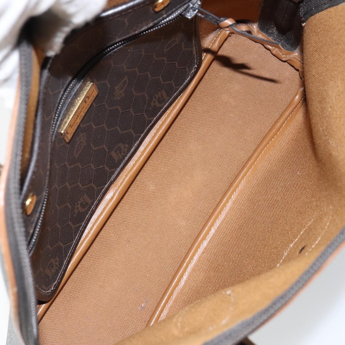 Christian Dior Vintage Honeycomb Handbag Canvas Leather, BLACK, CANVAS, Handbag