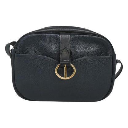 Christian Dior Vintage Flap Crossbody Bag Leather, NAVY, LEATHER, Shoulder bag