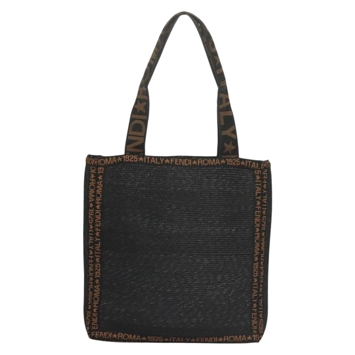 Fendi Zucca Tote bag Straw, BLACK, WOOD, Tote bag