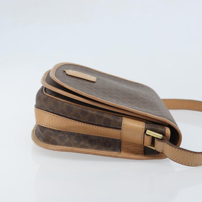 Celine Vintage Macadam Shoulder Bag Canvas and Leather, Brown, Canvas, Shoulder Bag