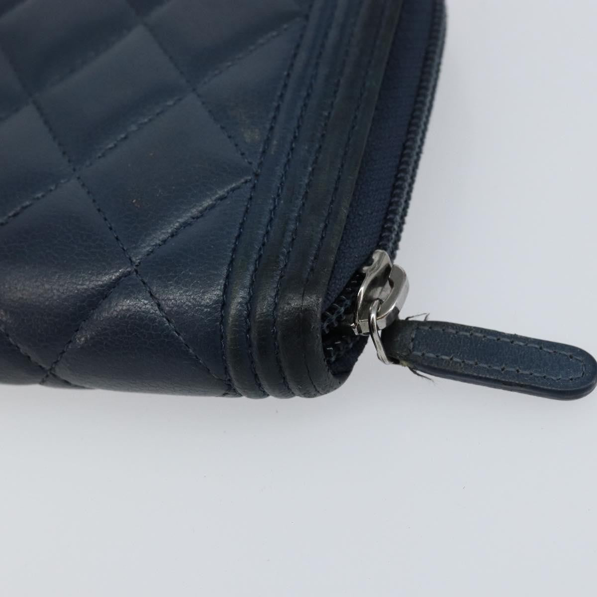 Chanel Boy Yen Wallet Quilted Lambskin, NAVY, LEATHER, Wallets
