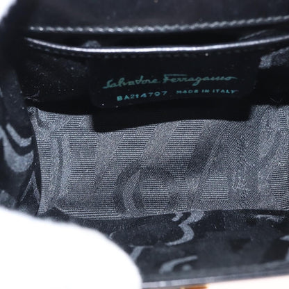 Salvatore Ferragamo Gancini Shoulder Bag Leather, BLACK, LEATHER, Shoulder bag