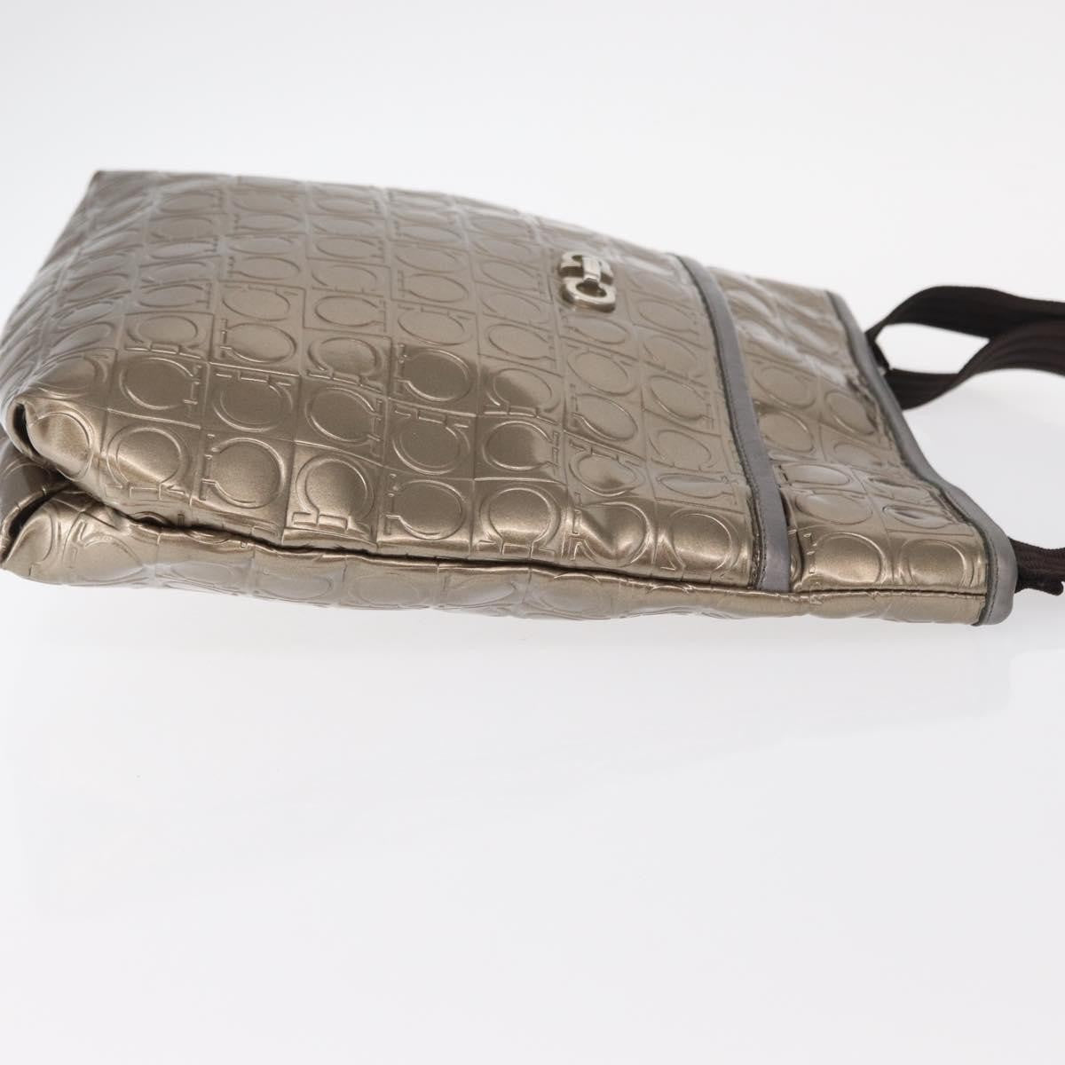 Salvatore Ferragamo Gancini Shoulder Bag Patent Leather, GOLD, PATENT_LEATHER, Shoulder bag