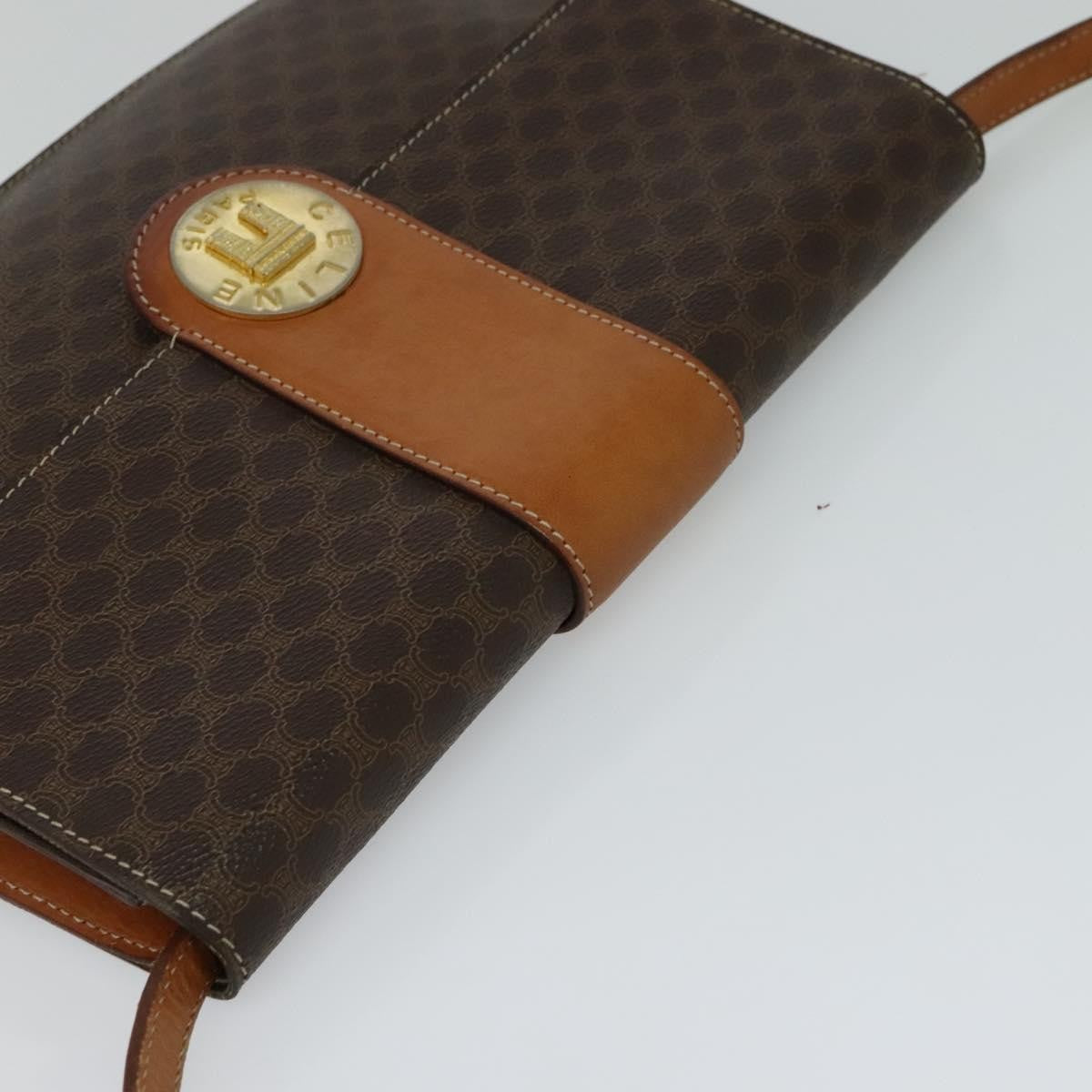 Celine Vintage Macadam Shoulder Bag Canvas and Leather, BROWN, CANVAS, Shoulder bag