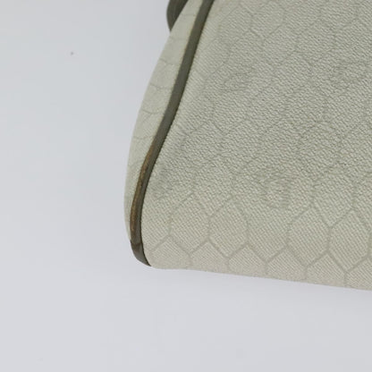 Christian Dior Vintage Honeycomb Zip Pouch Coated Canvas, WHITE, LEATHER, Clutche & pouche
