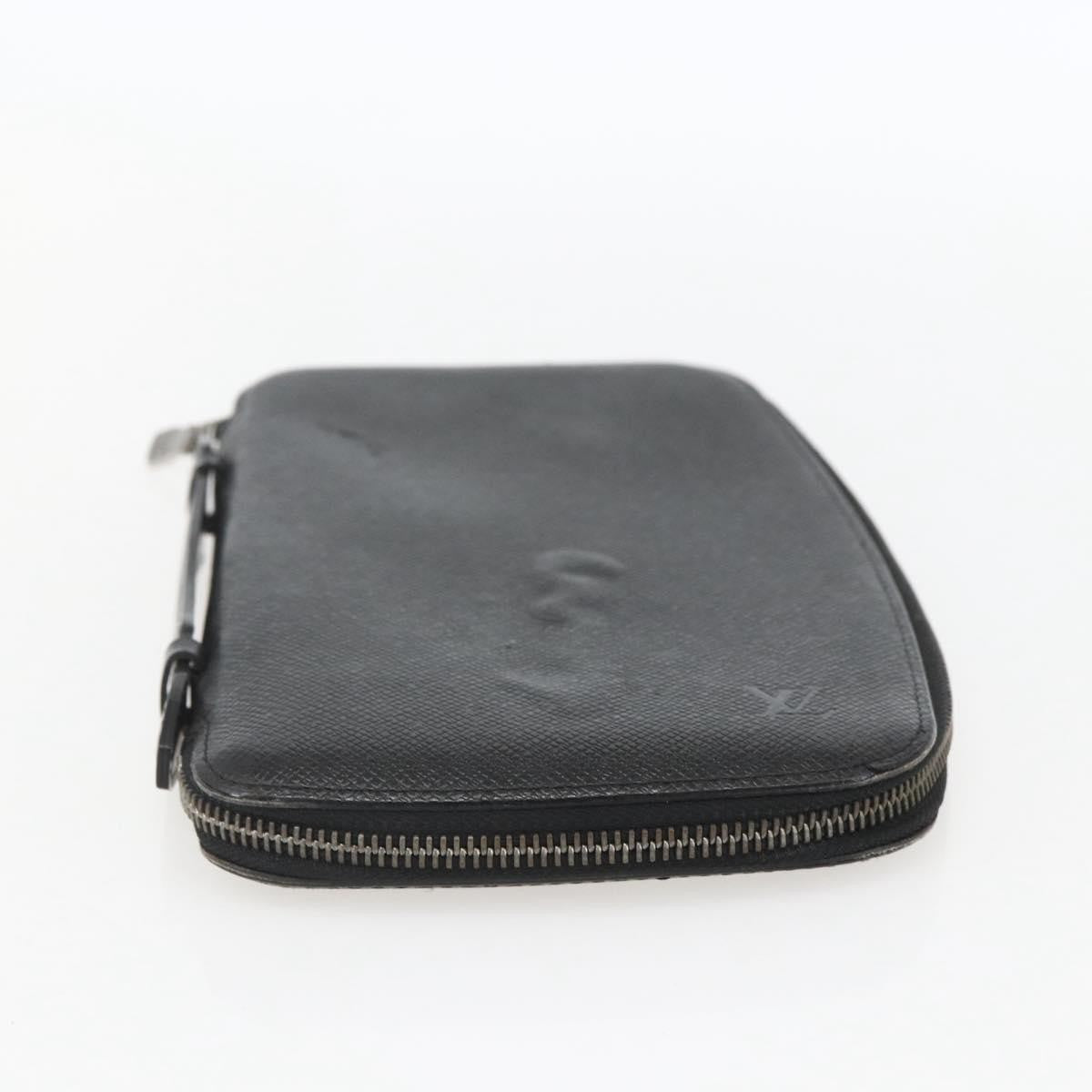 Louis Vuitton Atoll Organizer Wallet Taiga Leather, BLACK, LEATHER, Clutche & pouche