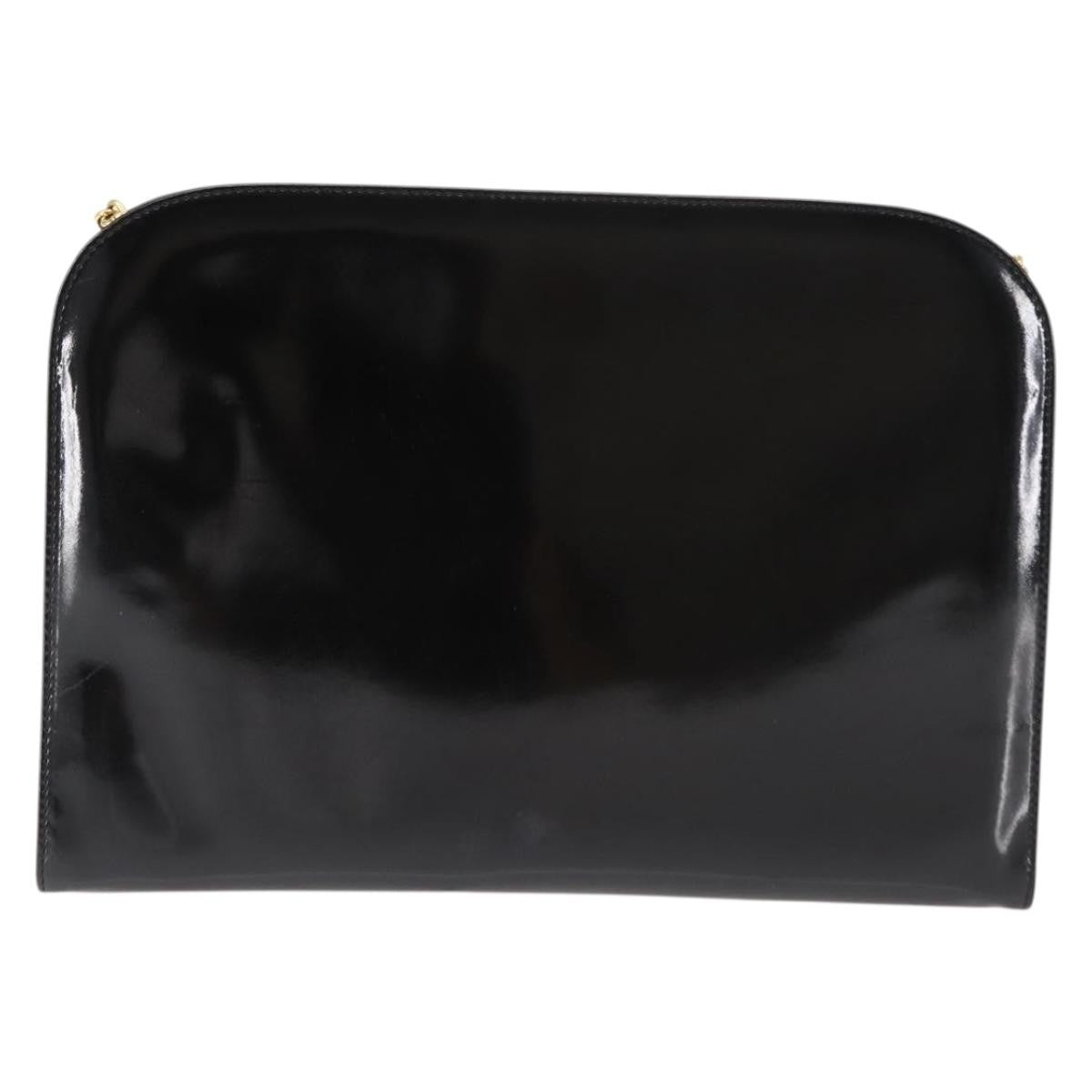 Salvatore Ferragamo Vintage Gancini Chain Shoulder Bag Patent Leather, BLACK, PATENT_LEATHER, Shoulder bag