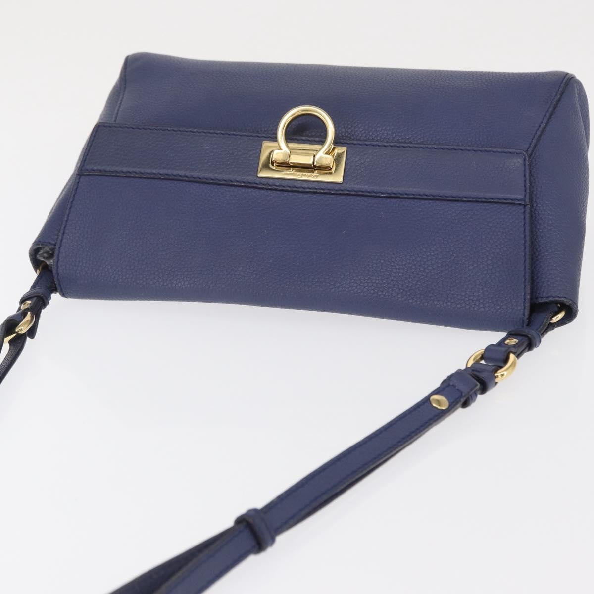 Salvatore Ferragamo Abbey Shoulder Bag Leather, NAVY, LEATHER, Shoulder bag