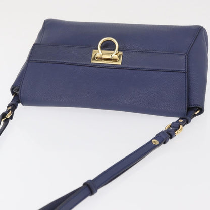 Salvatore Ferragamo Abbey Shoulder Bag Leather, NAVY, LEATHER, Shoulder bag