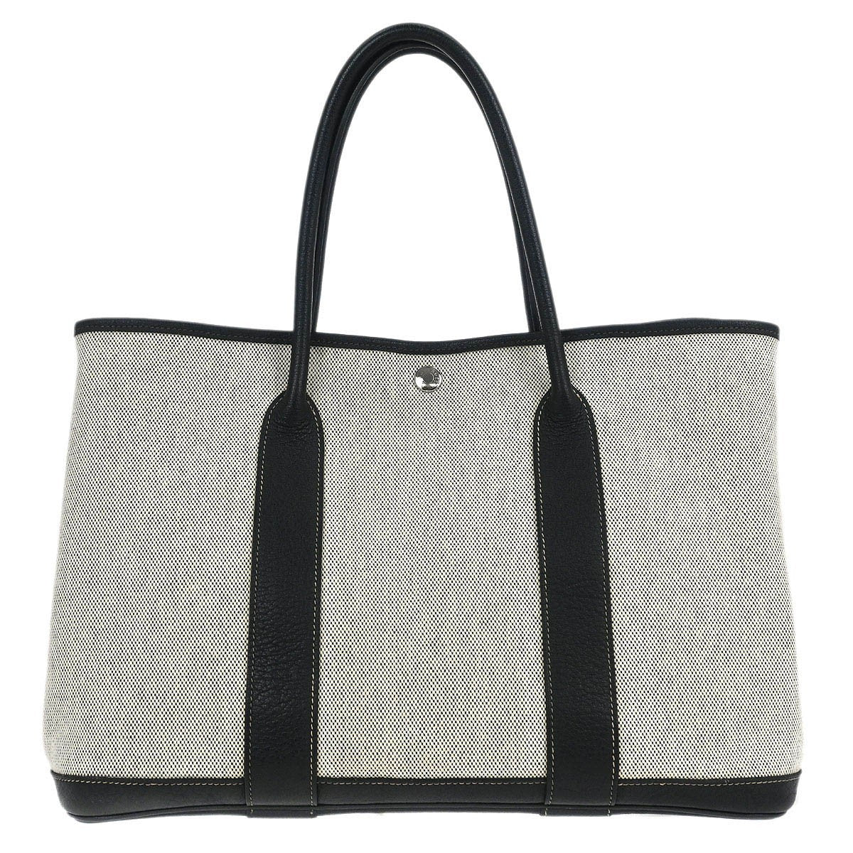 Hermes Garden Party Tote Canvas and Leather, GRAY, CANVAS, Tote bag
