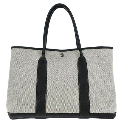 Hermes Garden Party Tote Canvas and Leather, GRAY, CANVAS, Tote bag