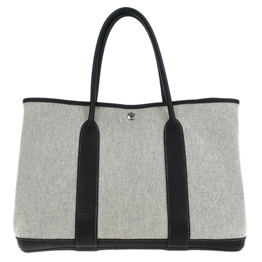 Hermes Garden Party Tote Canvas and Leather, GRAY, CANVAS, Tote bag