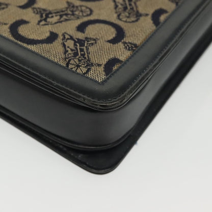 Celine Horse Carriage Shoulder bag Macadam Canvas and leather, NAVY, CANVAS, Shoulder bag