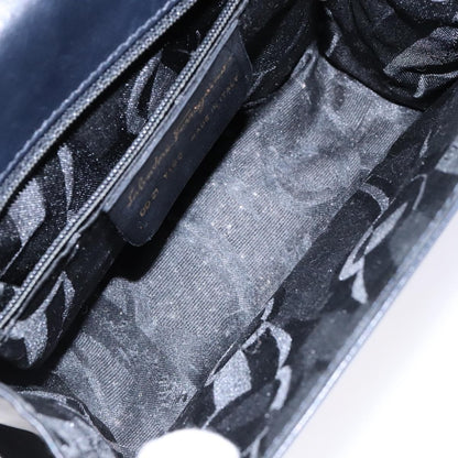 Salvatore Ferragamo Gancini Shoulder Bag Leather, NAVY, LEATHER, Shoulder bag