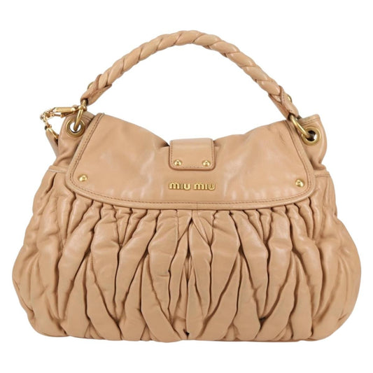 Miu Miu Coffer Convertible Hobo Matelasse Leather, BEIGE, LEATHER, Handbag