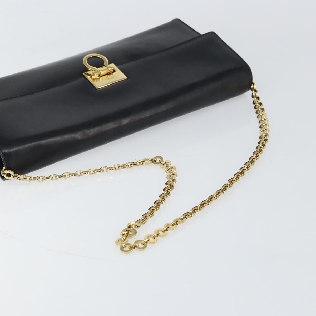 Salvatore Ferragamo Gancini Chain Shoulder bag Leather, BLACK, LEATHER, Shoulder bag