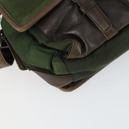 Prada Vintage Shoulder Bag Nylon and Leather, Green, Nylon, Shoulder Bag