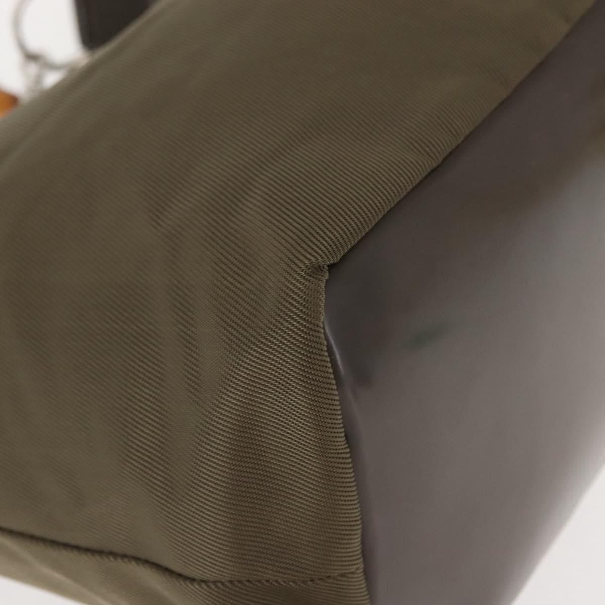 Gucci Vintage Bamboo Handle Bag Nylon, KHAKI, NYLON, Handbag