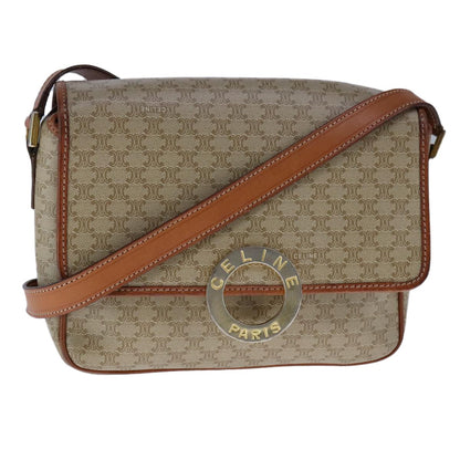 Celine Vintage Macadam Shoulder Bag Canvas, BEIGE, CANVAS, Shoulder bag