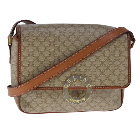 Celine Vintage Macadam Shoulder Bag Canvas, BEIGE, CANVAS, Shoulder bag