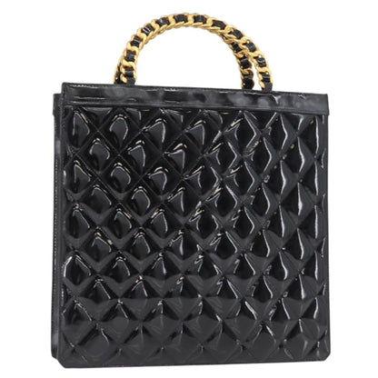 Chanel Chocolate bar tote Leather, BLACK, PATENT_LEATHER, Handbag