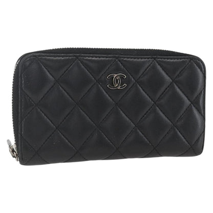 Chanel Zip Around Organizer Wallet Quilted Lambskin, BLACK, LEATHER, Wallets