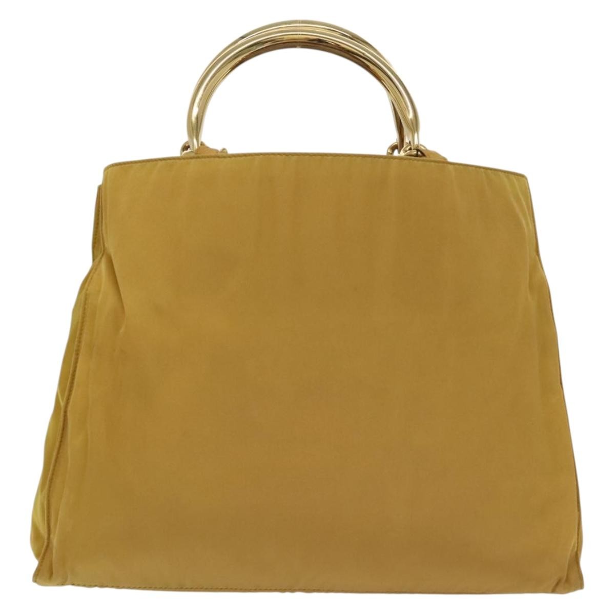 Prada Metal Handles Tote Tessuto, YELLOW, NYLON, Tote bag