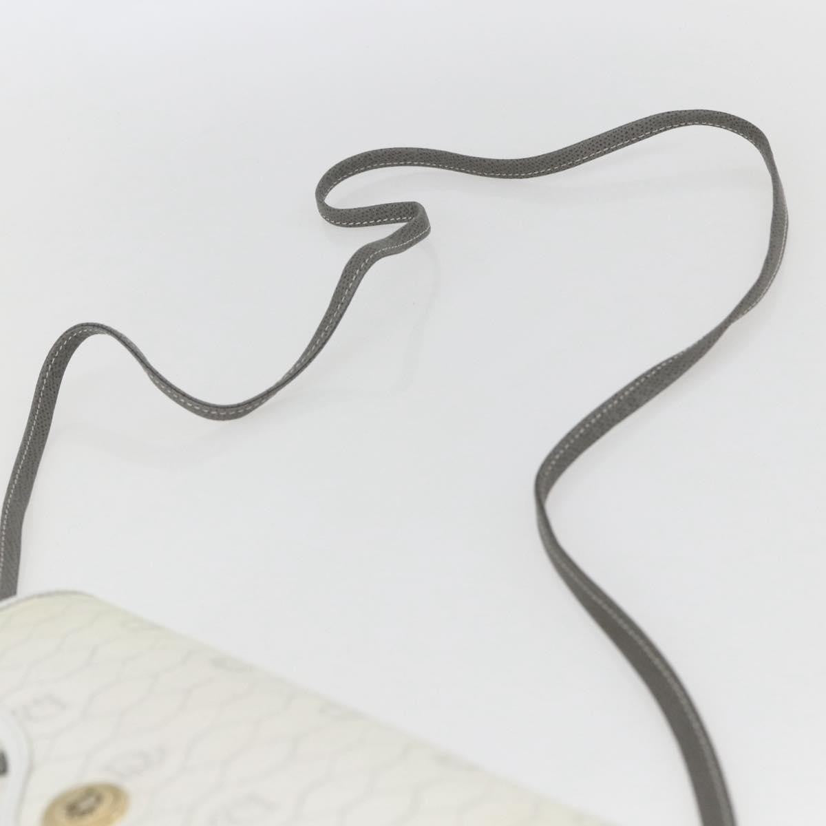 Christian Dior Vintage Honeycomb Flap Crossbody Bag Coated Canvas, WHITE, CANVAS, Shoulder bag