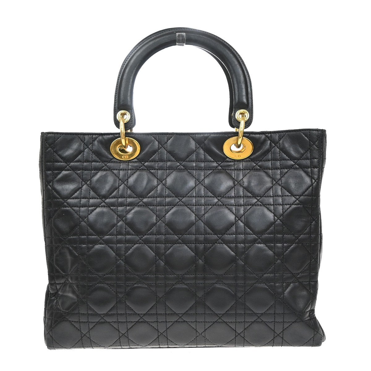 Christian Dior Vintage Lady Dior Bag Cannage Quilt Lambskin, BLACK, LEATHER, Handbag