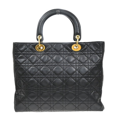 Christian Dior Vintage Lady Dior Bag Cannage Quilt Lambskin, BLACK, LEATHER, Handbag