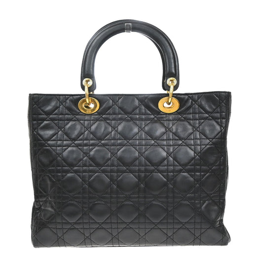 Christian Dior Vintage Lady Dior Bag Cannage Quilt Lambskin, BLACK, LEATHER, Handbag