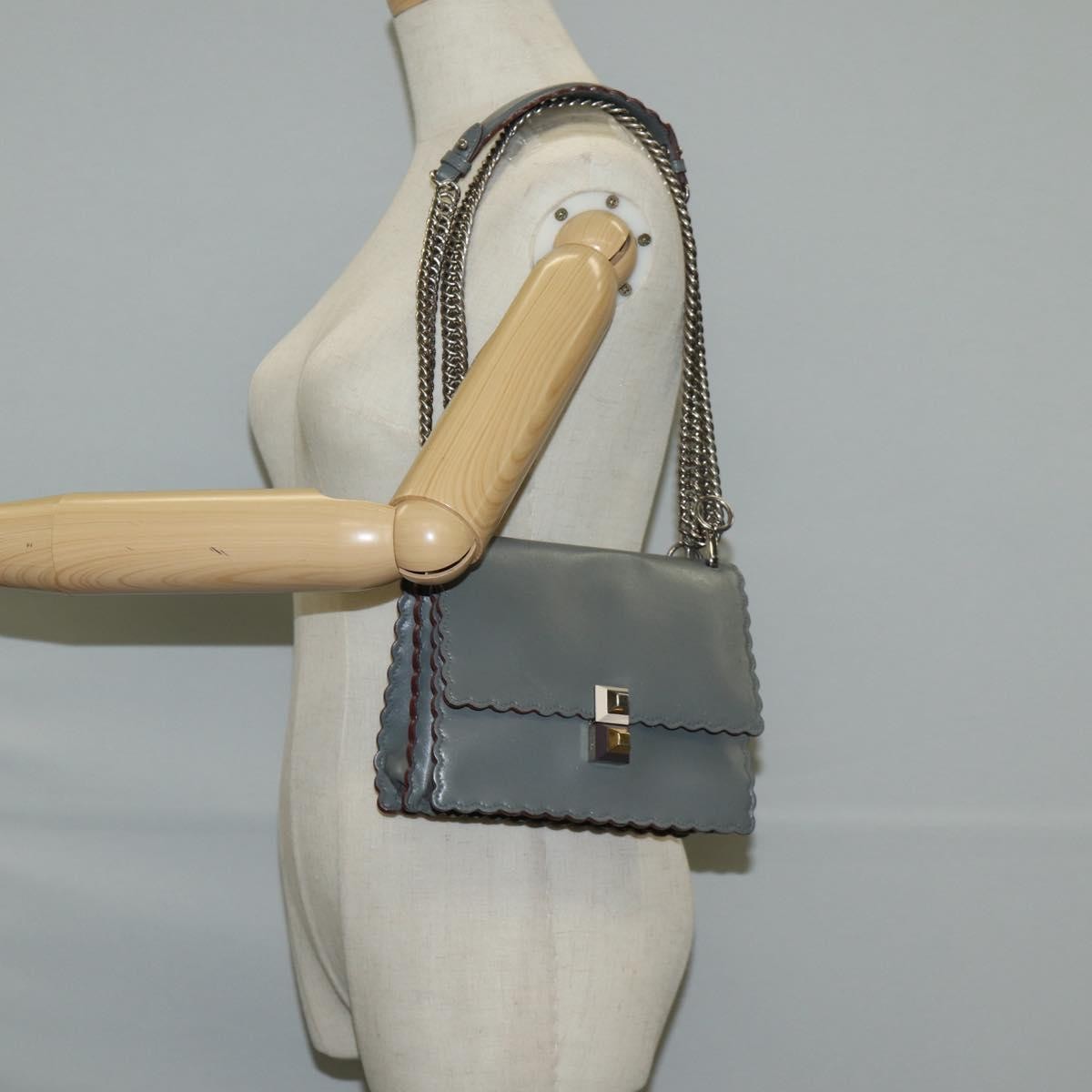 Fendi Kan I Bag Leather, GRAY, LEATHER, Handbag