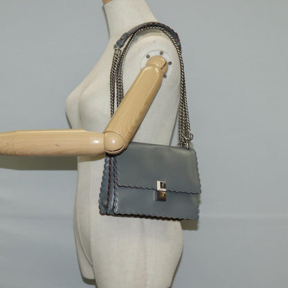 Fendi Kan I Bag Leather, GRAY, LEATHER, Handbag