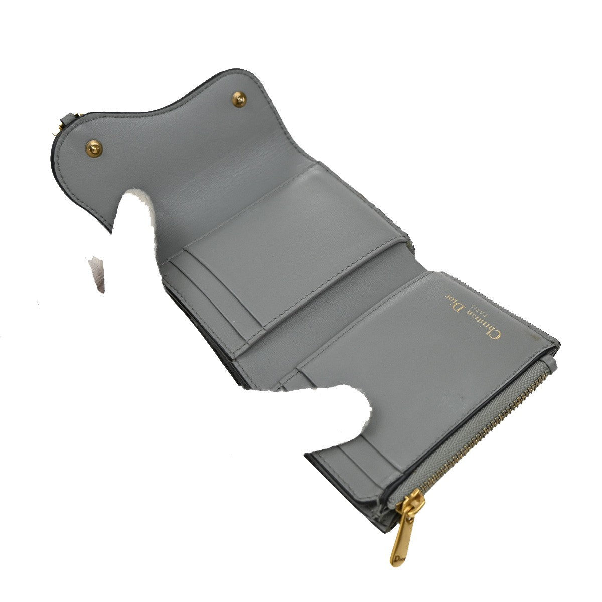 Christian Dior Saddle Trifold Flap Wallet Leather, BLUE, LEATHER, Wallets