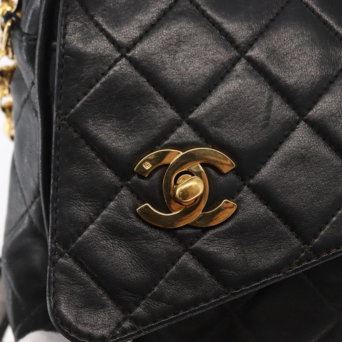 Chanel CC Chain & Tassel Front Pocket Camera Bag Quilted Lambskin, BLACK, LEATHER, Shoulder bag