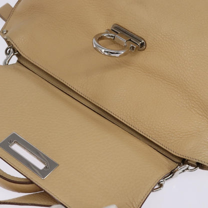 Salvatore Ferragamo Sofia Satchel Grainy Leather, BEIGE, LEATHER, Handbag