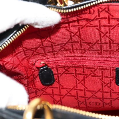 Christian Dior Vintage Lady Dior Bag Cannage Quilt Lambskin, BLACK, LEATHER, Handbag