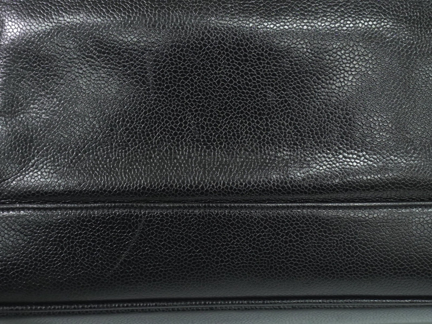 Chanel Vintage Front Pocket Tote Caviar, BLACK, LEATHER, Tote bag