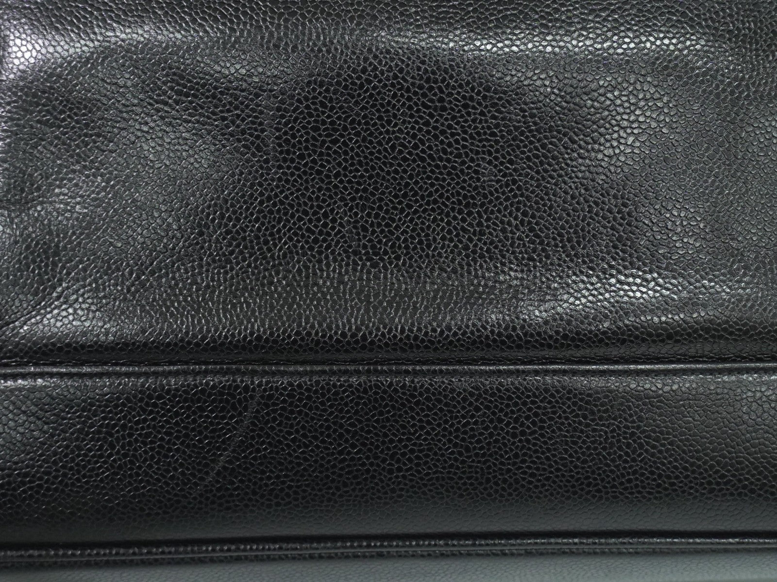 Chanel Vintage Front Pocket Tote Caviar, BLACK, LEATHER, Tote bag